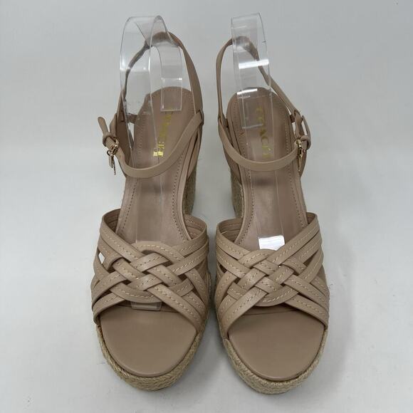 Coach‎ Dottie Tan Wedge Espadrilles Sandals Charms Ankle Strap Women’s Size 11 - Picture 5 of 12